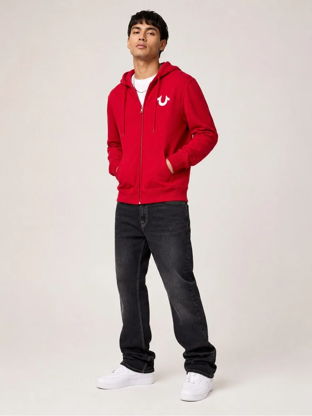 True Religion Red Full-Zip Hoodie Jacket